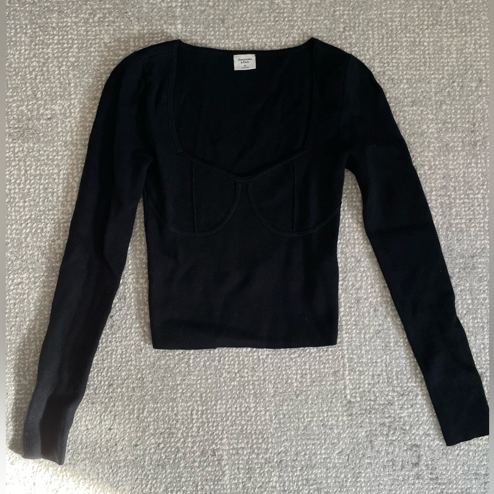 Abercrombie slim corset sweater top in Black XS